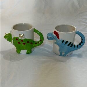 Dinosaur Themed Ceramic Mugs Set Sleigh Bell Bistro